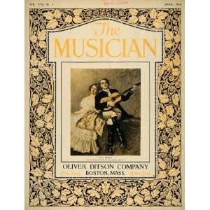  1916 Cover Musician Lovers Guitar Serenade Song Flowers 