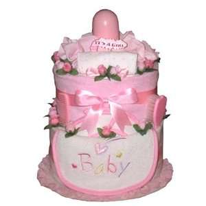  Classy Pink Baby Diaper Cake for Newborn Girls   Unique Shower Gift 