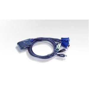 ATEN 2 Port USB 2.0 VGA Cable Built in KVM Switch with Audio Support 