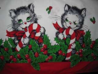 ADORABLE Vintage Christmas Apron w SWEET Kitty Cats, Kittens, Holly 