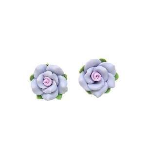  Beautiful Purple Polymer Clay Flower Earrings Jewelry