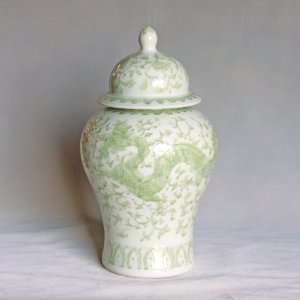 Celadon Dragon Lotus Temple Jar Large: Home & Kitchen