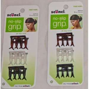  Scunci No Slip Grip Hold Claw Jaw Clips For Fine Hair 3pc 