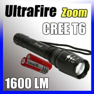 UltraFire CREE XM L T6 5 Modes 1600 LM ZOOM Focus LED Flashlight 