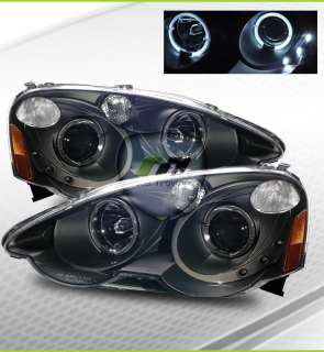 02 04 Acura RSX BLK Angel Eye Halo Projector Headlights  