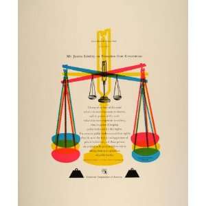 1954 CCA Art Bradbury Thomson Scales of Justice Print   Original Print