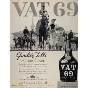 1934 Ad VAT 69 Liqueur Scotch Whisky Horse Race Jockey   Original 