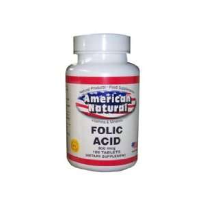  American Natural Folic Acid 800 mcg 100 tabs Prenatal New 