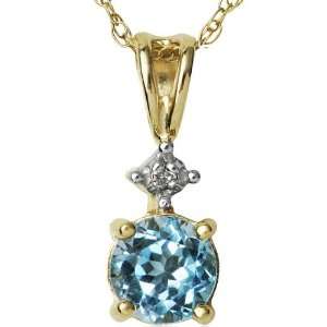  10K Gold Swiss Blue Topaz and Diamond Pendant Jewelry