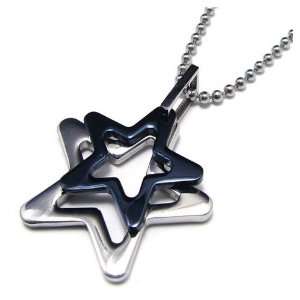    316L Stainless Steel Twin Stars Pendant Necklace Jewelry