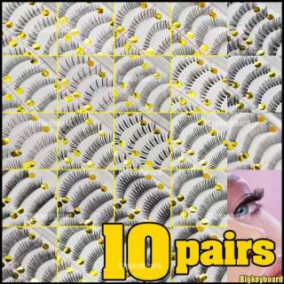 10 Pairs Natural False Eyelashes Invisible Clear Band  