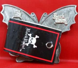 New ROCK REBEL Gun Metal Gray Butterfly Belt Buckle  