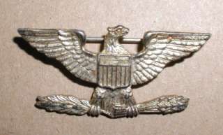 WW2 ERA US ARMY COLONEL INSIGNIA   WAR BIRD   STERLING  