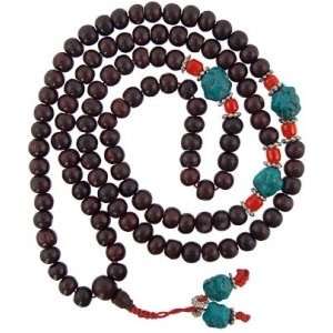  MALA   ROSEWOOD AND TURQUOISE (108 BEADS) 