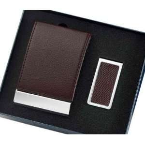  Brown Metal Card Case With Snake Skin Pattern Money Clip 