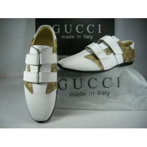   White/brown Gucci Leather Sneakers Style Mens shoes 