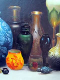Vintage 1970s WEBB, LCT Tiffany Art Glass Still Life Oil Paiunting, #2