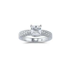  1.13 Cts White Sapphire Solitaire Ring in 18K White Gold 7 