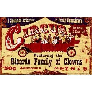  Ricardo Family Circus Clowns   Large   Custom Vintage Sign 