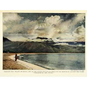 1924 Print Hanalei Bay Kauai Hawaii Pacific Coast Baker Beach Mountain 