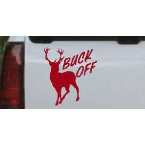 Red 20in X 18.2in    BUCK OFF Hunting And Fishing Car Window Wall 