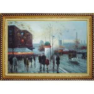 com Winter Walking on Paris Boulevard Oil Painting, with Linen Liner 