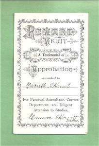 ADORABLE BOY On Victorian Reward Of Merit Card  