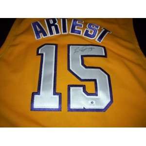   Ron Artest Autograph Gold Los Angeles Lakers Jersey