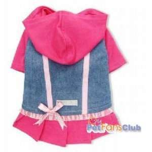  Pink Hooded Denim Dress Dog Apparel XL