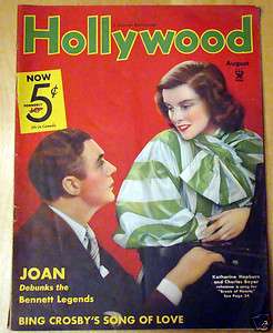 August 1935 Hollywood Magazine Katharine Hepburn/Charles Boyer  