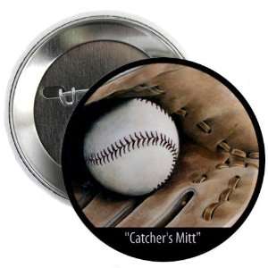  Catchers Mitt Baseball Original Art 2.25 inch Pinback 