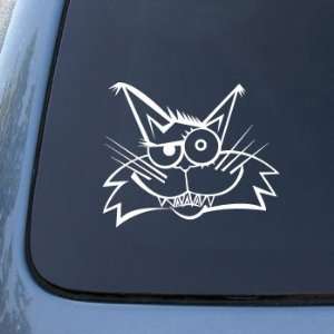 Crazy Cat   Kitten   Car, Truck, Notebook, Vinyl Decal Sticker #2291 