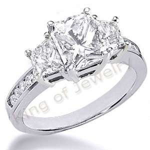  Radiant Cut Diamond W/ Trapezoid Engagement Ring EGL 14K Gold  
