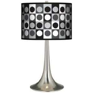  Black And Grey Dotted Squares Giclee Trumpet Table Lamp 