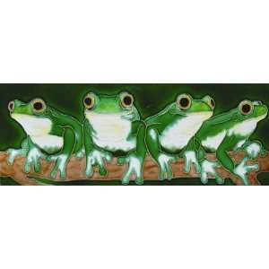  Frogs 6x16x0.25 inches Ceramic Frame Dining Wall Tile 