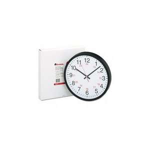  24 Hour Round Wall Clock, 12 1/2in, Black, 1 AA Battery 