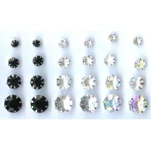  Clear, Tornasol and Black Earrings   Includes 12 Pairs of 