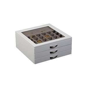  Liza Glass Top Jewelry Box in White: Home & Kitchen