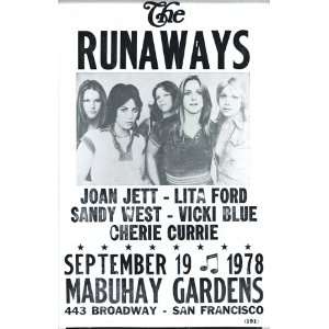 The Runaways 14 X 22 Vintage Style Concert Poster