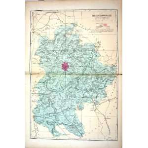   Antique Map 1883 Bedfordshire England Bedford Shefford