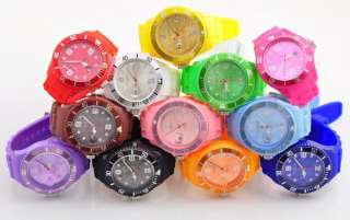 Color Lady Bling Crystal Silicone Bracelet Sport Watch  