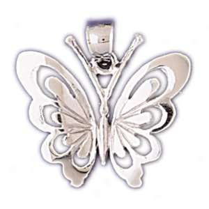  14kt White Gold Butterfly Pendant Jewelry