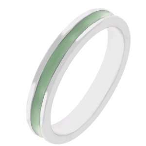   Green Enamel Silver Tone Costume Ring (Size 5,6,7,8,9,10): Jewelry