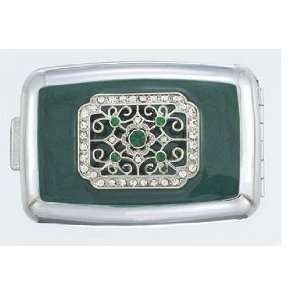  Green Oval Baroque Bejeweled Mint Pill Box Health 