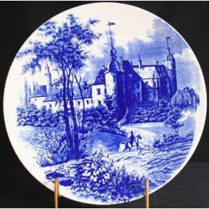 Vintage Belgian Blue White Delft Ceramic Transferware Plate Royal 