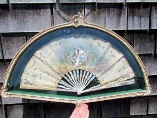 Beautiful 19c Antique MOP Artist Signed French Fan  