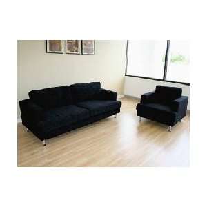  Black Twill 3 Seater Sofa & Chair Set
