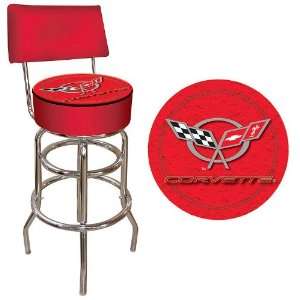  Corvette C5 Padded Bar Stool with Back   Red: Electronics