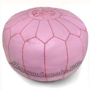  Pink Moroccan Leather Pouf