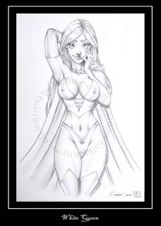 ORIGINAL COMIC ART DRAWING FEMALE SEXY PIN UP WHITE QUEEN PRINT HIGH 